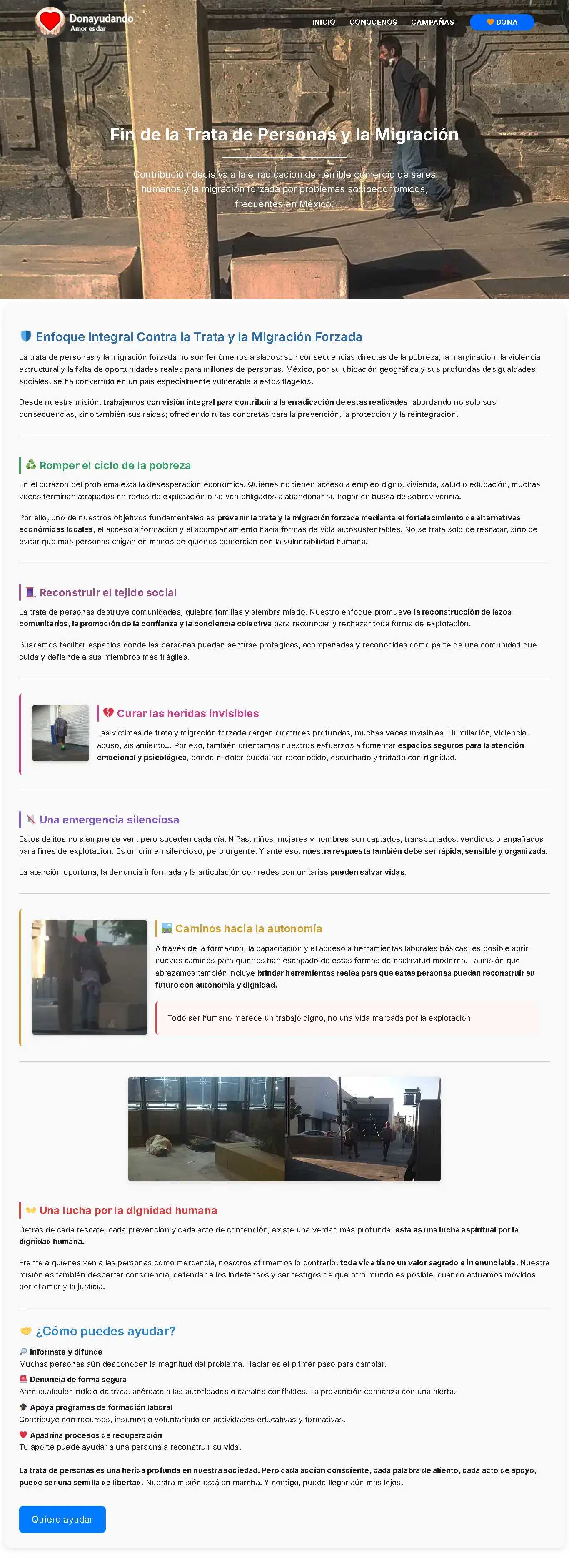 Fin de la Trata de Personas y la Migración